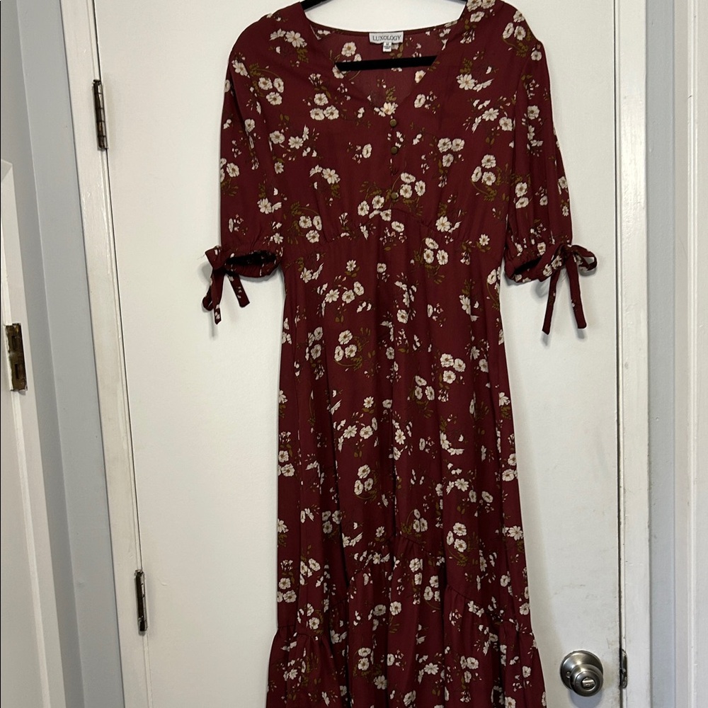 Luxology Brown Floral  Fall Dress Size M